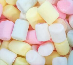 photo of many yellow, green, pink, and white marshmallows